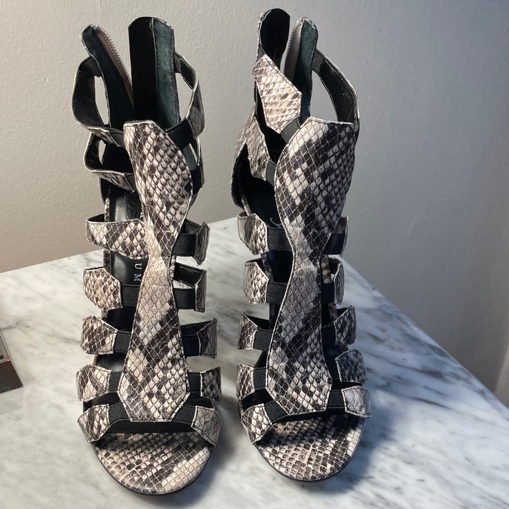 Ivanka Trump Black and White Snakeskin Heels